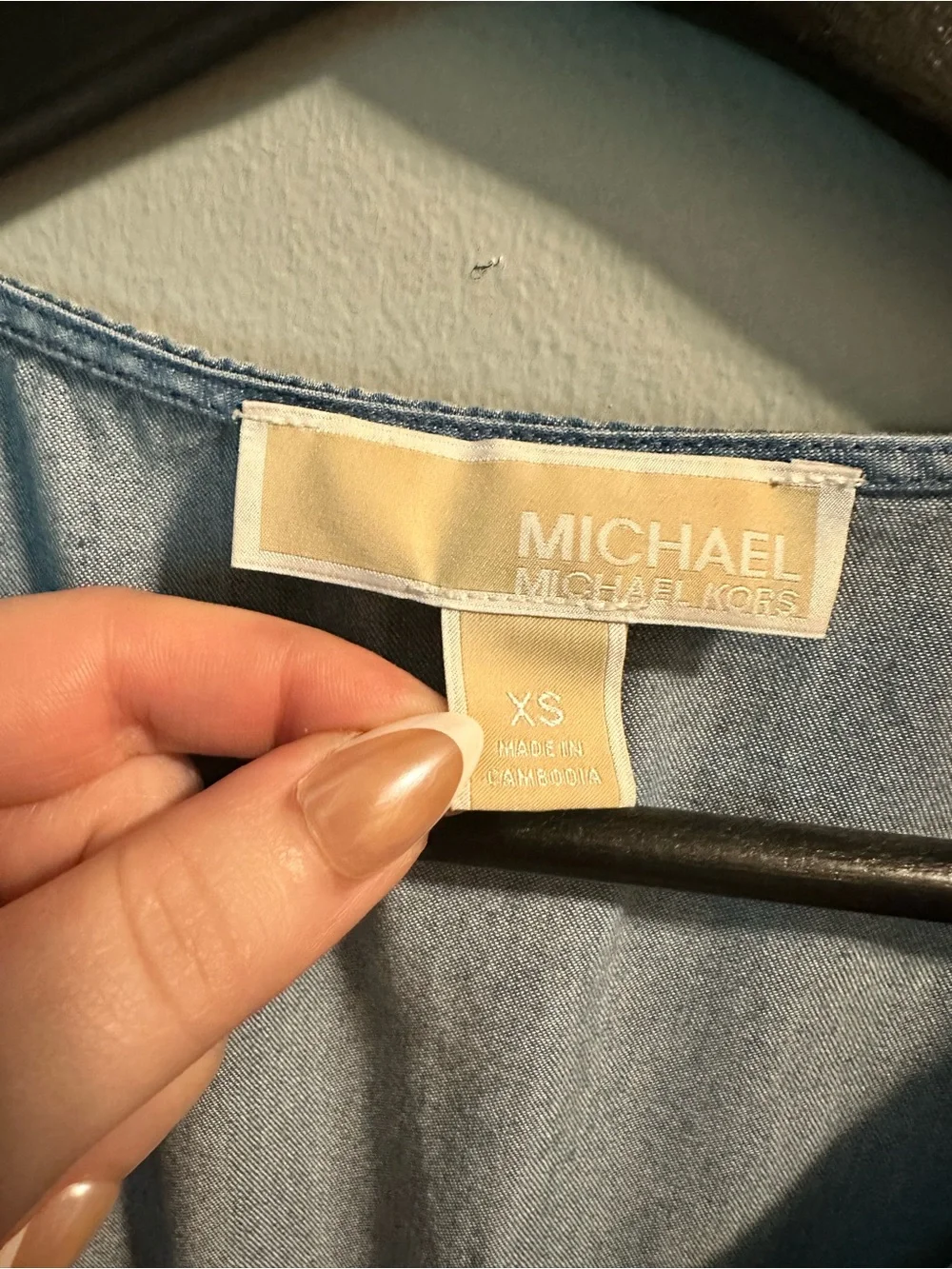 Michael Kors Light Blue Denim-Style Wrap Mini Dress XS